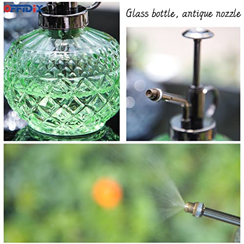 Plant Mister, Green Glass Fine Mist Spray Bottle for Plants 10 oz | Glass Spray Bottles with Plastic Bronze Top Pump, Vintage 300ML Small Watering Can for Gardening, Cleaning Table Decorative - color: F-Light Green