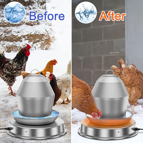 ZenxyHoC 11in Chicken Water Heater for Drinker, 110W Heated Base | Poultry Waterer Heated for Metal Drinking Fountains