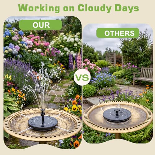 AISITIN 3.5W Solar Fountain Pump Built-in 1500mAh Battery with 10 Nozzles | Solar Fountain for Bird Bath with 4 Fixer, Solar Floating Water Pump, Fish Tank, Pond, Pool, Garden and Outdoor - color: Black