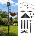 92 Inch Squirrel Proof Bird Feeder Pole with X shape Base Plate, Heavy Duty 1 Inch Dia Bird House Pole, Adjustable Multi-Hook Bird Feeding Station with Squirrel Baffle, Water Bowl & Mesh Tray