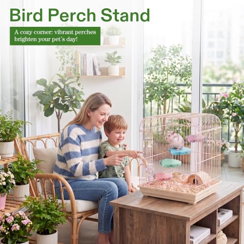 4 PCS Bird Beak Grinding Stone, Bird Perches for Cage, Parrot Perch Stand | For Small Medium Cockatiel Lovebird Finch Chinchillas Hamsters, Climbing Ledge, Grinding Claws and Beaks, Tree-shaped Design