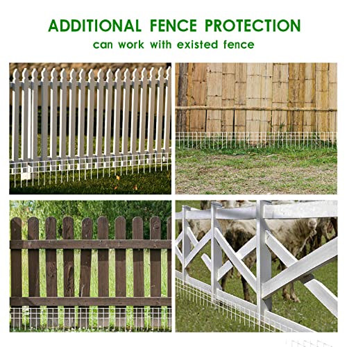 24x15-inch No Dig Animal Barrier Fence, 10 Pack White Dig Protective Fence with 1.5 inch Spike spacing, Dog/Rabbit/Groundhog Underground Defence, for Outdoor Garden Patio - size: 10 pack 24x15-inch white