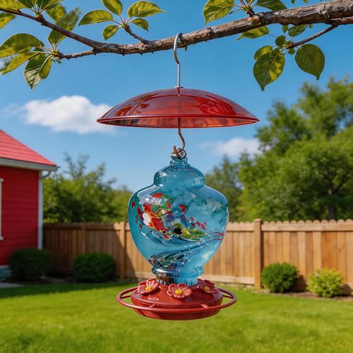 8" Mini Plastic Rain Cover for Bird Feeder, 2-Pack Red Weather Guard Dome | Stainless Hooks Baffle, Small Protective Shield for Hanging Outdoors, Bird House Protector against Snow/Sun/Poop, Dia. 20cm - color: Red, size: 2PC/Pack