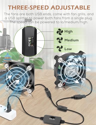 50mm x 10mm USB 5V Brushless Computer Case Cooling Fan with 3 Speeds Adjustable Mini 5010 Radiator Replacement Welding Helmet Aquarium Router Cooler 2-Pack - size: 5010 USB