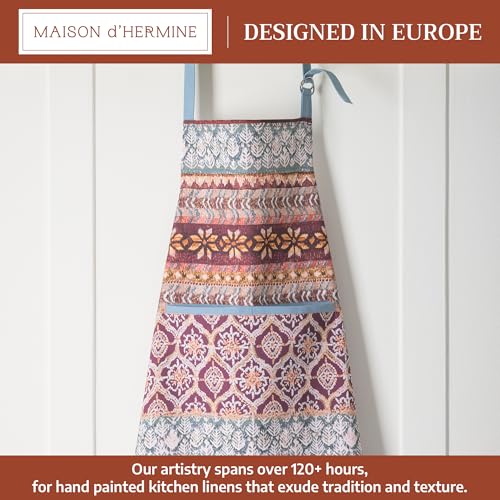 Maison d' Hermine Aprons for women with Pocket 100% Cotton (27.50"x31.50") | Adjustable Neck Strap & long ties Apron Men Chef Wedding Cooking Gardening Server Maid - color: 050 - Fair Isle