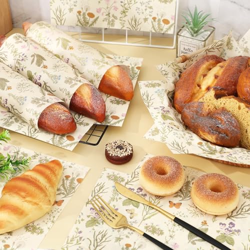 JarThenaAMCS 150Pcs Wildflower Wax Paper Floral Butterfly Deli Paper Sandwich Wrap Tissue Waterproof Oil-Proof Picnic Liner for Party Kitchen Supplies, 9.8 x 8.3 Inch - color: Wildflower