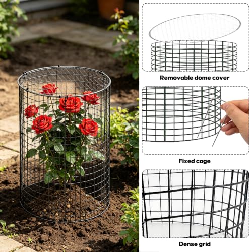 45 Pcs Large Wire Plant Protector from Animals, 15 Pack 24" H X 12" Dia Metal Plant Cage Chicken Wire Cloche with Ground Stakes and Nylon Tie to Keep Animals Out, Garden Protection Bunny Barricade - size: 15 Pack 24'' x 12''
