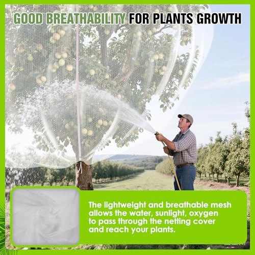 10 X 10FT Large Fruit Tree Netting, Tree Nets for Fruit Trees with Zipper and Drawstring, Insect Netting Barrier for Garden Blueberry Bushes Cherry Peach Apple Protection from Squirrels Birds Pests - size: 10FT x 10FT