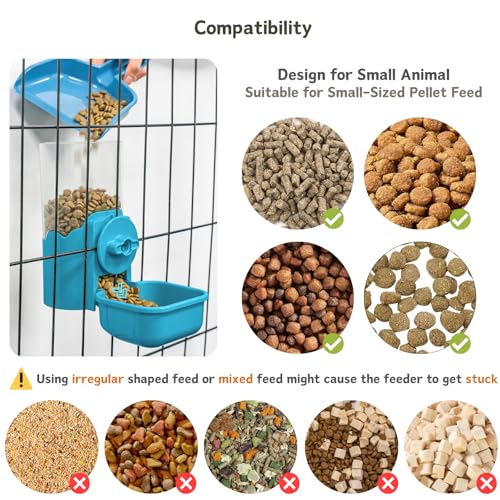 Automatic Pet Food Water Dispenser, Auto Gravity Pet Feeder Water Bottle Set for Cage, Feeding Station for Puppy Kitten Rabbit Guinea Pigs Chinchilla Ferret Hedgehog (Blue) - color: Blue