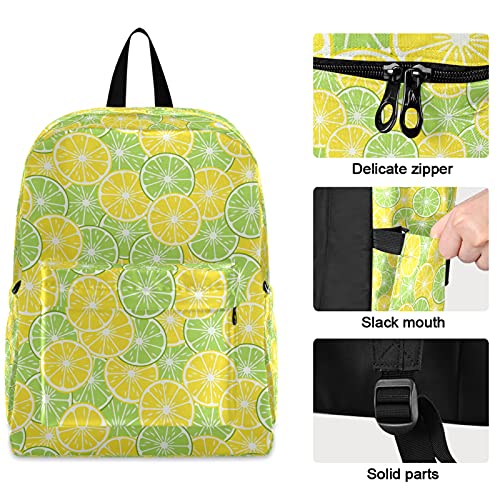 Fustylead Round Slices Lime And Lemon Backpack School Laptop Bag Bookbag for Boys Girls Students Daypack Picnic Travel - color: Slices Lime and Lemon