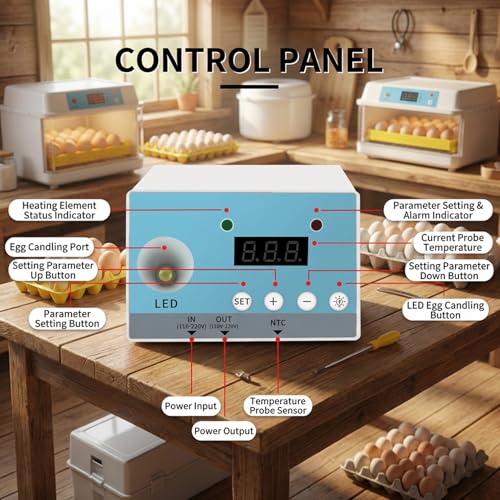 Egg Incubator Kit, Precise Temperature Control, Digital Display, Heating Wire, DIY Incubator Parts, AC 110V 220V, Ideal for Hobbyists and Custom Setups