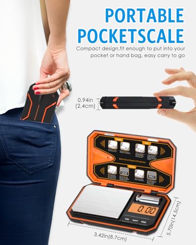 AMIR Digital Pocket Scale, 500g x 0.01g Mini Gram Scale with LCD | High-precision Digital Food Scale with Tare Function, 6 Unit Conversion for Food, Jewelry, Coins, Coffee