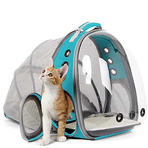 Back Expandable Cat Backpack Carrier, Fit up to 12 lbs, Space Capsule Bubble Window Pet Carrier Backpack for Cat and Small Puppy - color: Green