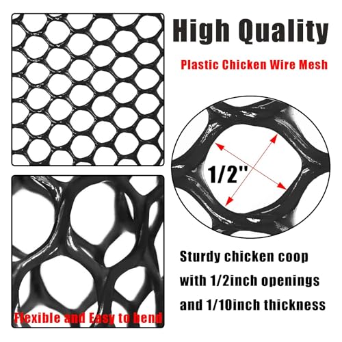 Upgraded 15.7IN x 33FT ABS Plastic Chicken Wire Fence Mesh, Poultry Fencing, Hexagonal Fencing Wire for Gardening, Construction Barrier Netting, Chicken Wire Frame Crafts, Floral Netting - color: Black