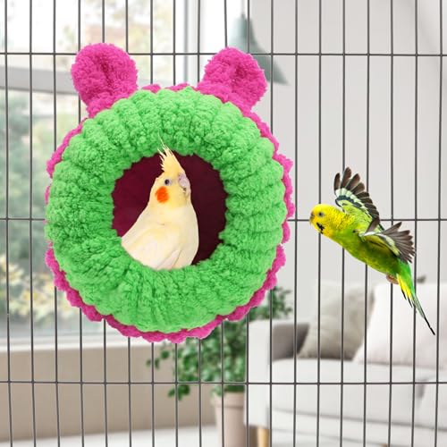 Wontee Bird Nest Bed Breeding House Winter Warm Snuggle Hut for Budgies Parakeets Cockatiels Lovebirds Canaries (Rose) - color: Rose