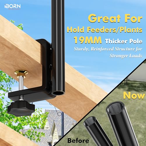 iBorn Bird Feeder Hook for Deck Railing Outside Hanging for Hummingbird Feeders Deck Hanger,3 Hooks 360 Degree Swivel,Attracting Birds Shepard Hook for Bird Feeders (Feeders are Not Included) - size: 26.7" Height with Tri-Hooks