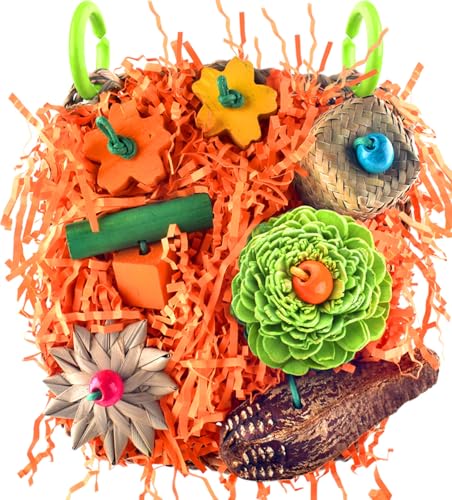 KATUMO Bird Toys, Conure Grass Mat Shredder Toys Parakeet Toys Parrot Foraging Toys for Cockatiel Conure Lovebird Parakeet Small to Medium Birds | Natural Grass Mat Toy Satisfies Birds Chewing & Foraging, Easy Hanging, Perfect for Conure, Lovebird and Sma