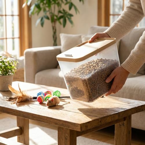Lounsweer 4 Piece Pet Food Storage Container Dog Cat Treat Storage Container Large Airtight Rice Dispenser with Measuring Scoops for Dog Cat Bird Food Flour Kitchen Supplies(Clear,22 lb) - size: 22 lb
