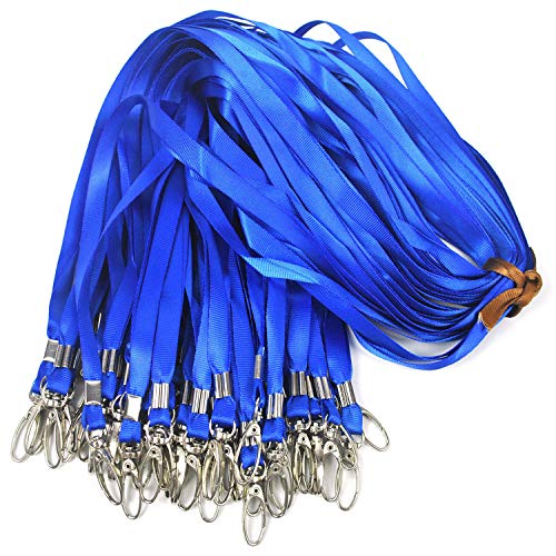Lanyards 100Pcs Bulk Lanyard for Id Badges,Badge Lanyards Swivel Hooks Clips Great for Name Tags Badge - color: Blue