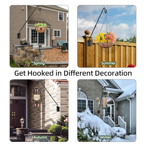 Deck Hook Wall Mount, Heavy Duty Metal Plant Hanger 360° Rotating | Shepherd Bracket For Bird Feeder, Flower Baskets, Lanterns | Extended Arm, Rust-Resistant For Deck, Patio & Garden Use - size: Wall Mounted