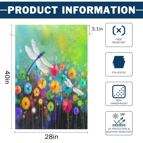 Spring Flower Garden Flag Dragonfly flags Welcome Summer House Flag for Outdoors 28 x 40 Double Sided Large Decorative Flag - color: flower-1