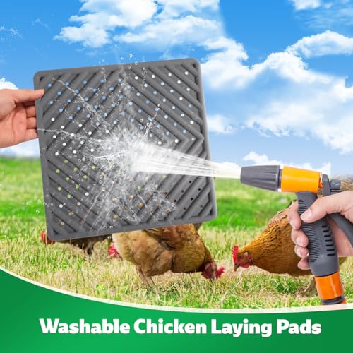 Chicken Nesting Pads for Chicken Coop, Washable Laying Pads for Nesting Box, Reusable Hen Nesting Box Pads for Coop Bedding, Easy to Clean, 12" x 12", Grey, 3 Pack - color: Grey