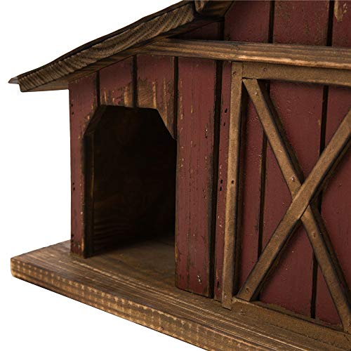 Glitzhome Bird Houses for Outdoors, 20.67" H Rustic Wooden Bird House Barn Design Hand Painted Birdhouse Extra-Large Bird Houses for Outsides - color: Washed Red