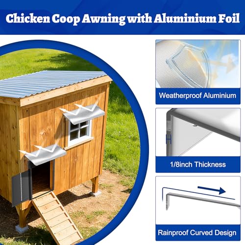 Chicken Coop Awning with Aluminium Foil, Weatherproof Cover for Protecting Automatic Chicken Coop Door, Outdoor Awning for Chicken Coops Window/Door/Vent, Chicken Coops Door Cover