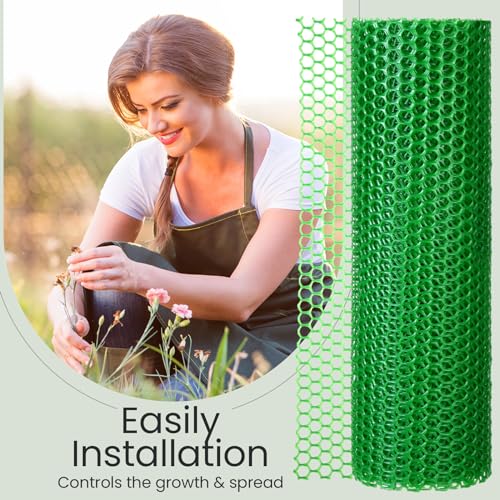 6 Rolls Plastic Chicken Wire Fencing Mesh 120 x 15.7 Inch Each Plastic Mesh Fence with Zip Ties Hexagonal Poultry Netting Garden Fencing Cat and Bird Netting (Green) - color: Green