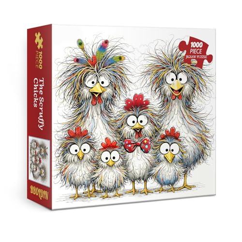 Fantasy Chicken Puzzles for Adults 1000 Pieces, Funny Bird Art Jigsaw Puzzles, Impossible Animal Rooster Puzzles - color: Pt-1216