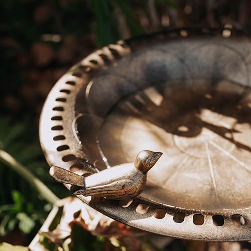 Backyard Expressions Outdoor Garden Bird Bath with Bird - Bronze - Weather Resistant Polyresin - 30 Inch - color: Bronze