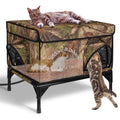 Heated Cat House for Outside Cat in Winter, Insulated Outdoor Feral Cat Shelter with Cat Heating Pad, 2 Doors,Elevated Waterproof Heated Kitty House (Camouflage, 21.5"x16.5"x18") - style: camouflage Cat House 04