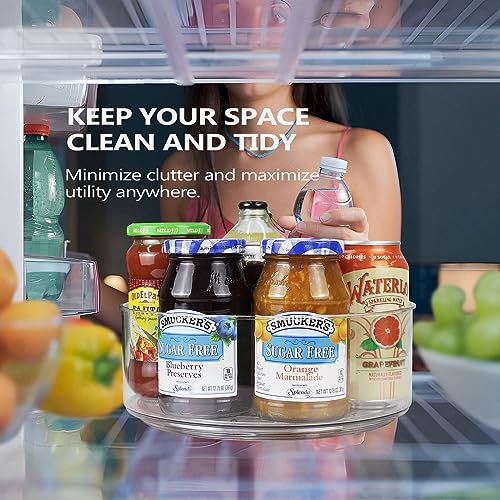 Lazy Susan Organizer, 2pcs 360 Degree Rotating Turntable Organizer | Refrigerator Lazy Susan, Round Plastic Clear Lazy Susan Turntable Food Storage Container for Kitchen, Fridge Organizer - size: 2 Pack