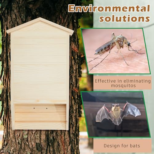 2 Pack Bat House for Outdoor,Wood,Large,2 Chamber-pr | Large Cedar Wood Weatherproof Bat Boxes for Outside Trees, Dual Chamber Shelter with Grooved Landing for Backyard Roosting - color: Wood, style: 2 Chamber-pr
