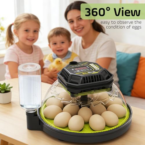 Egg Incubator with Auto Egg Turner and Lock 3Days Before Hatch,Temperature and Humidity Automatic Control with Day Counter Egg Candler,Hatching Chicken Duck Goose Quail Parrot at Home - size: 18H-1