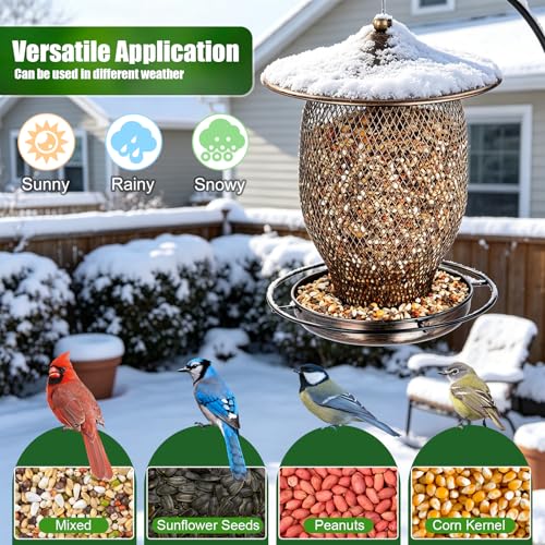 LBTING Wild Bird Feeder, Long Lantern-Shaped | Metal, Hanging Outdoors Outside Garden Yard Decoration - style: Round Long