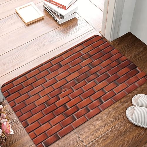 Doormat Red Brick Wall Front Door Mat Non Slip Welcome Mats Washable Floor Entrance Absorbent Guard for Kitchen Bedroom Home Decor 18X30 Inch - color: As Picture04, size: 18X30IN