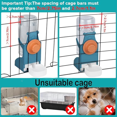 2 Pcs Bird Water Feeder, Automatic Bird Water Dispenser & Stainless Steel Bird Food Bowl, Cage Accessories for Parrot & Hamster Parakeet Cockatiel Budgie Lovebirds (Feeders & Water)