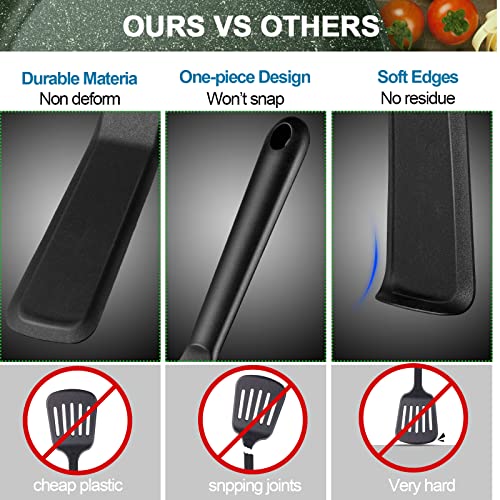 Crepe Spatula Narrow Silicone Thin Spatula Omelet Turner Multifunctional Long Heat Resistant Cooking Non Stick Pancake for Omelet Crepes Cooking Egg Burgers Pizza Pancake Steak(Black) - color: Black