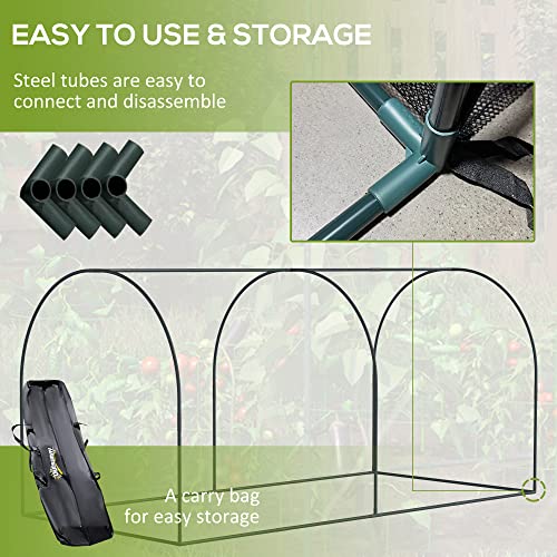Outsunny 8' x 4' Crop Cage Plant Protection Tent for Garden, Green | Two Zippered Doors, Steel Frame, Storage Bag, 4 Ground Stakes, Yard, Lawn