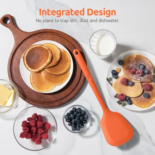 U-Taste Silicone Turner Spatula Set of 2, 13.6" Long/3.7" Wide, Orange | 600ºF Heat Resistant Food Grade Silicone Cooking Utensils Set, Wide Large Solid & Slotted Turner Pancake Egg Flipper - color: Orange
