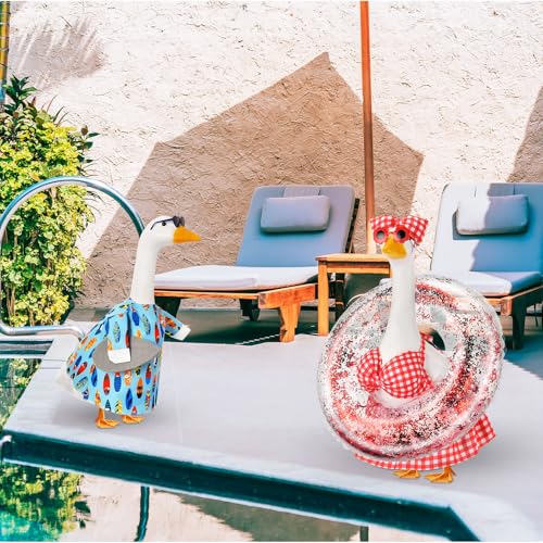 Bikini Porch Goose Outfits with Sunglasses and Swimming Tube for 23" Summer Goose Costume Garden Patio Statue Decor(Bikini) - style: Bikini