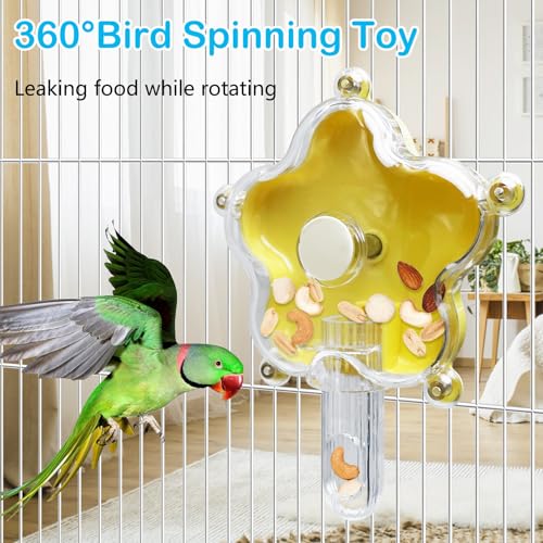 BNOSDM Bird Foraging Toys Cockatiel Foraging Wheel Parrot Cage Spinning Toys Parakeet Enrichment Puzzle Feeder Toy for Budgies Lovebirds Canaries (Transparent) - color: Transparent