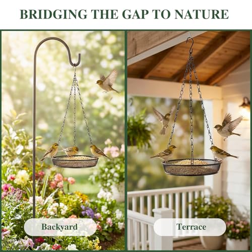 2 Pack Handmade Alpaca Fiber Bird Nesting Heart & Hanging Metal Mesh Bird Feeder Tray Kit - Outdoor Wild Bird Feeding & Nesting Kit for Garden, Patio, Backyard, Hummingbirds & Cardinals