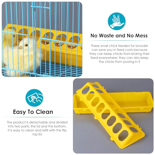 Flip Top Chick Feeder Trough, Plastic Bird Small Poultry Feeder | No Mess, No Waste Chicken Feeder for Small Chicks, Pigeons, Quails, Birds, Ducklings, Ideal for Using in a Brooder (Yellow) - color: Yellow