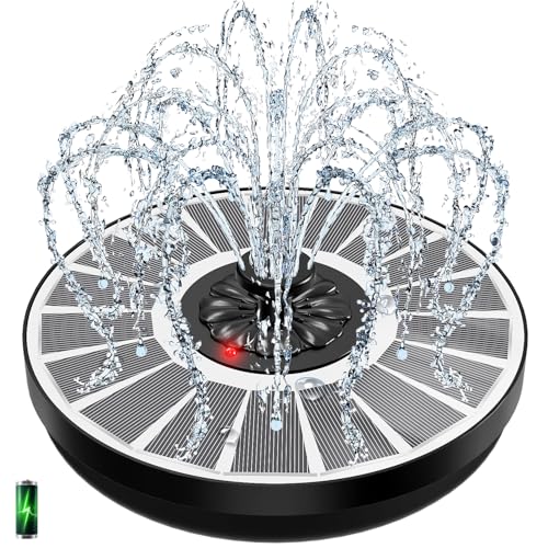Yzert Solar Fountain Glass 3.5W 2000mAh, Indicator, Cloudy Day, Bird Bath | Solar Water Fountain Pump with 7 Nozzles, 4 Fixer Rods, Work in Shadow for Gardens, Ponds, Pools, Outdoors
