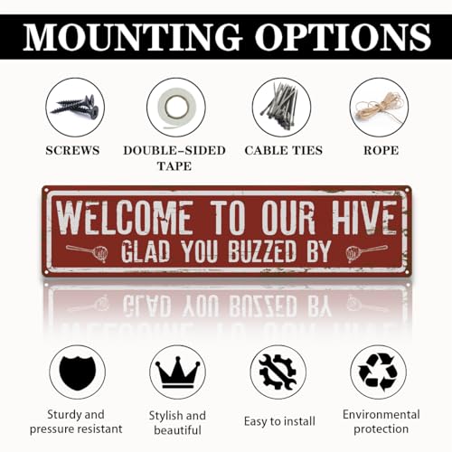 Rustic Apiary Signs, Honey Bee Trail Metal Sign, Welcome to our Hive Metal Signs, Retro Metal Tin Sign, Apis Keeper Decor, Backyard Farm Decor, Outdoor Bee Lover Gifts 15.8x4 Inch - color: Farmhouse 11