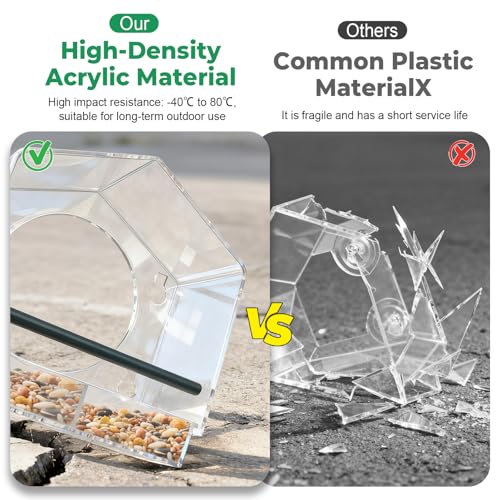 Window Bird Feeder with Non-Marking Self-Adhesive Hooks, 2 pcs Clear and Transparent, Outdoor Wild Bird Watching Gift for Finches, Cardinals (1 Large+1small Acrylic) - color: Off-white