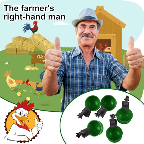 Tanlade 50 Pcs Automatic Chicken Waterer Cups Chicken Feeder for PVC Pipe Waterer Kit for Poultry Duck Goose Turkey Bunny (Green,Classic) - color: Green