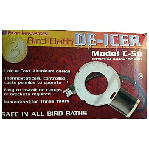 Farm Innovators 150W Premium Electric Submersible DeIcer Heater w/Internal Thermostat for Bird Baths & Concrete Fountains, Cast Aluminum (4 Pack) - size: 4 Count (Pack of 1)